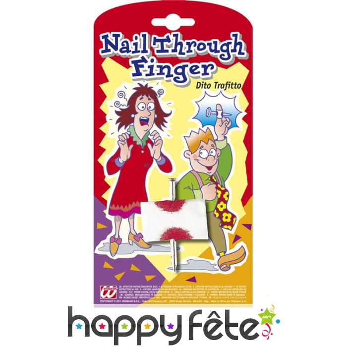 Faux clou dans le doigt avec bandage