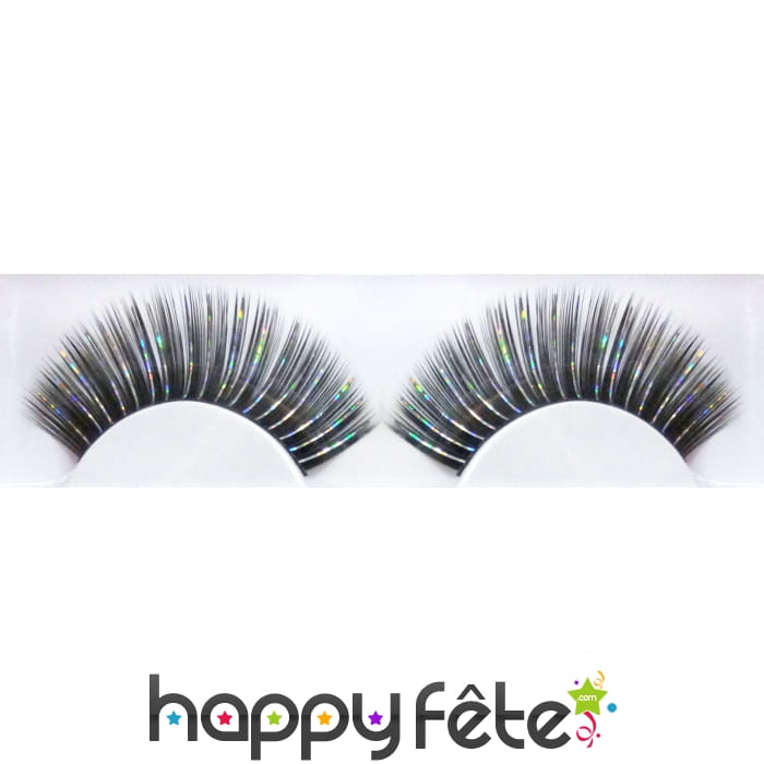 Faux cils jumbo noirs lame argentées