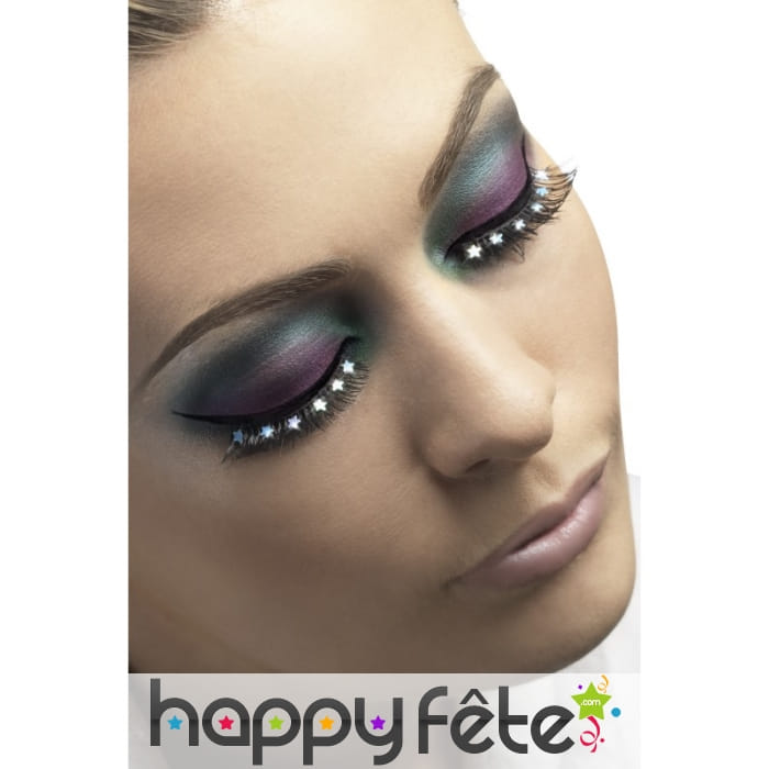 Faux cils noirs avec étoiles