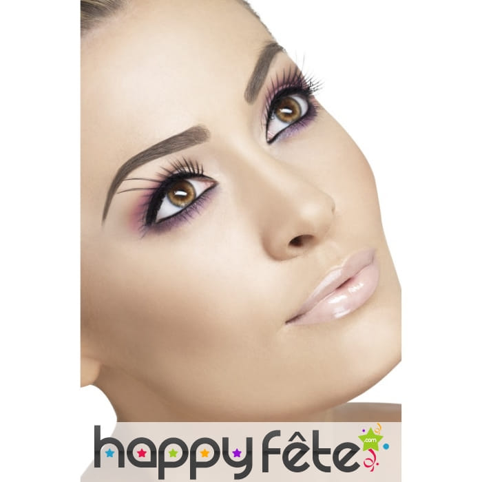 Faux cils noirs avec longues et fines plumes