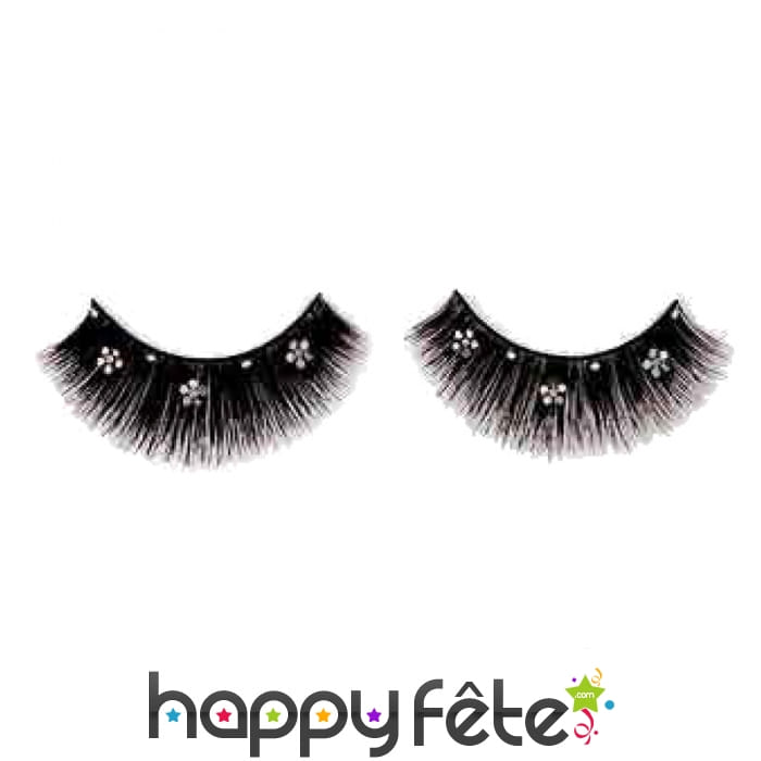 Faux cils noirs avec petits brillants