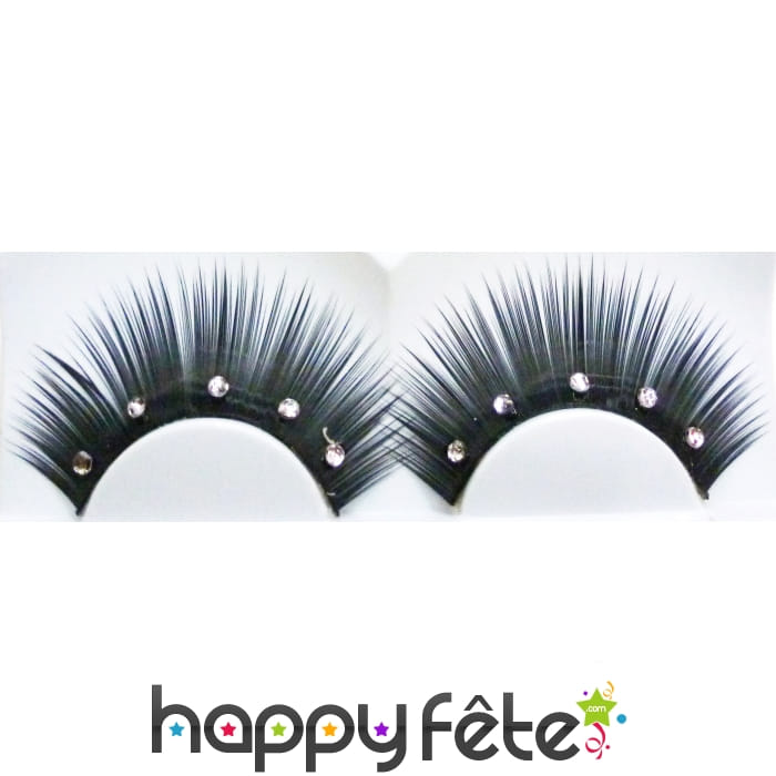 Faux cils noirs avec strass