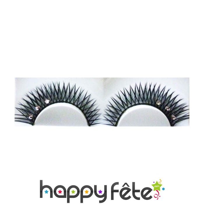 Faux cils noirs effet naturel 3 strass