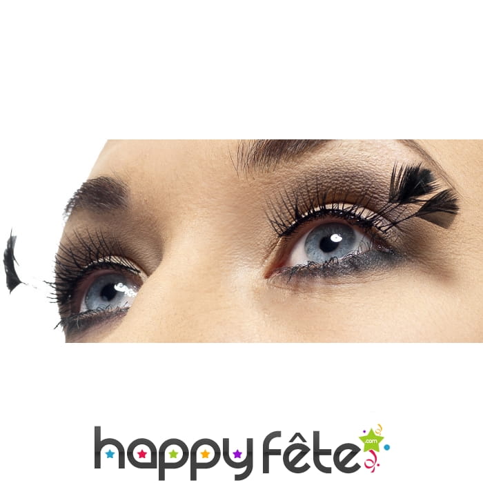 Faux cils noirs plumes en coin