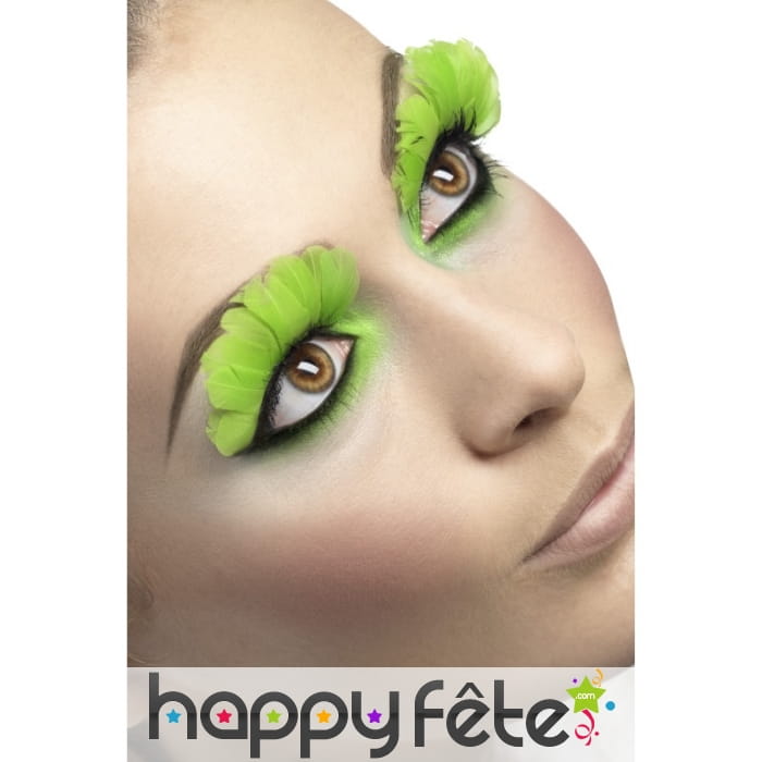 Faux cils plume vert néon