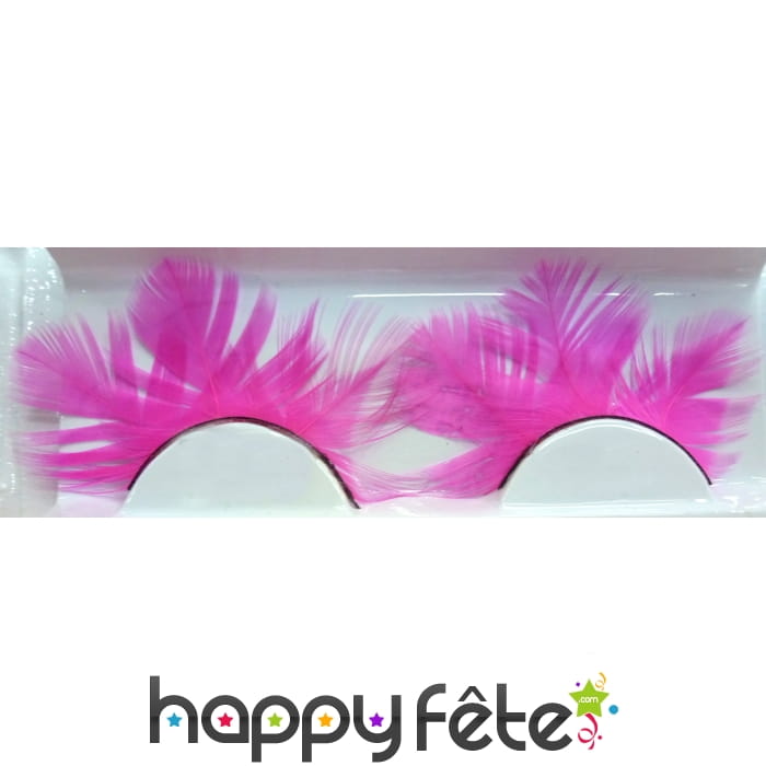 Faux cils plumes fuschia