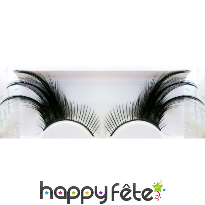 Faux cils plumes noirs cabaret