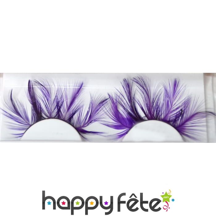 Faux cils plumes violet