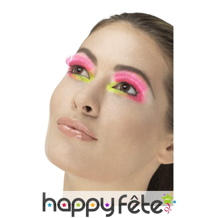 Faux cils rose fluo 80's