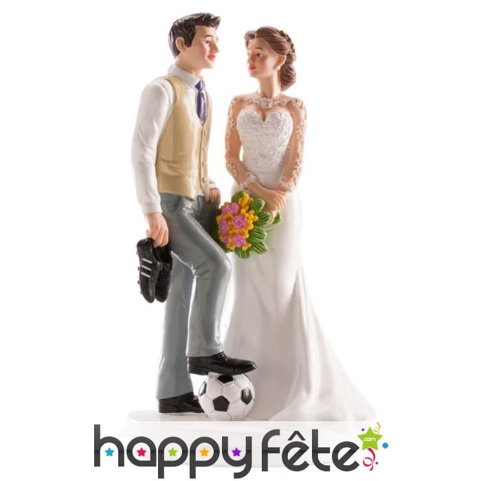 Figurine de couple foot pour gâteau de mariage