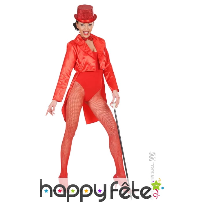 Frac de cabaret en satin rouge