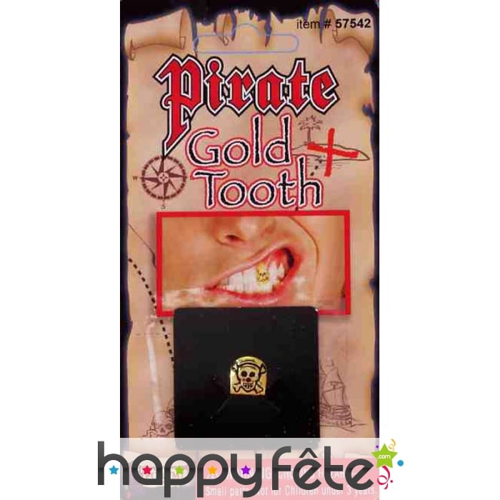 Fausse dent en or tête de mort