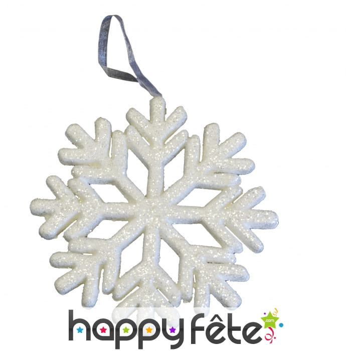 Flocon de neige blanc à paillettes de 25 cm