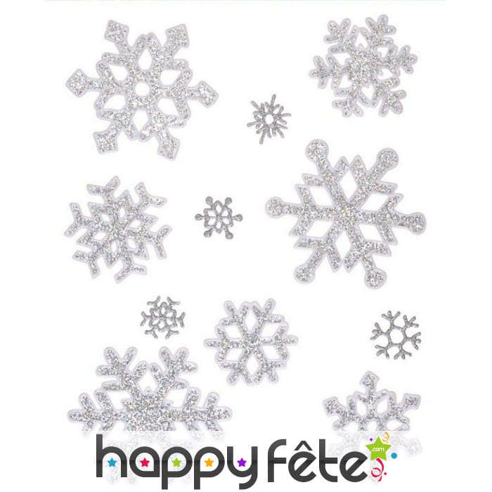 Flocons de neige pailletés décoratifs pour fenêtre