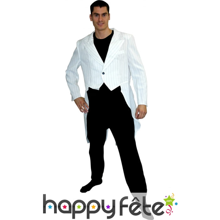 Frac gabardine blanc rayé pour homme