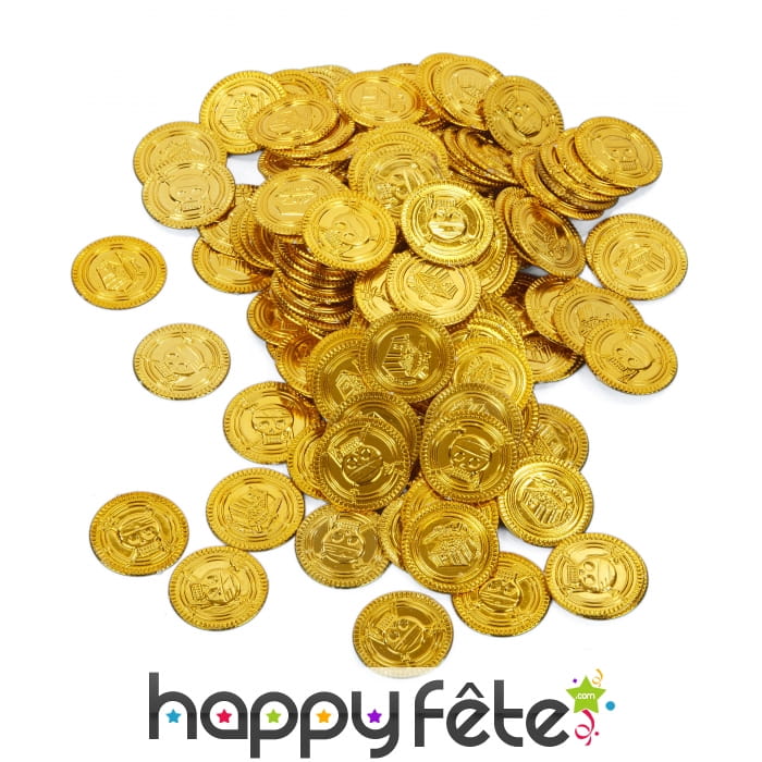 Fausse monnaie de pirate, 144 pièces dorées