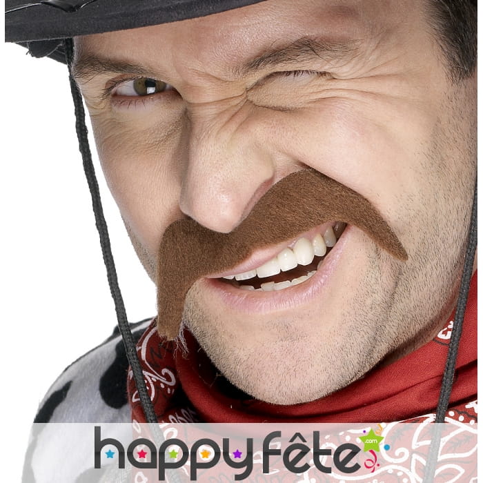 Fausse moustache de cow boy chatain