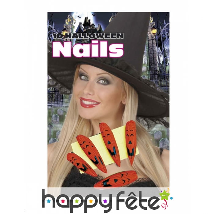 Faux ongles citrouille