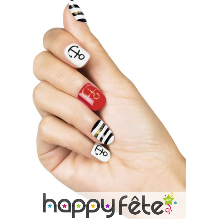 Faux ongles imprimés ancres marines