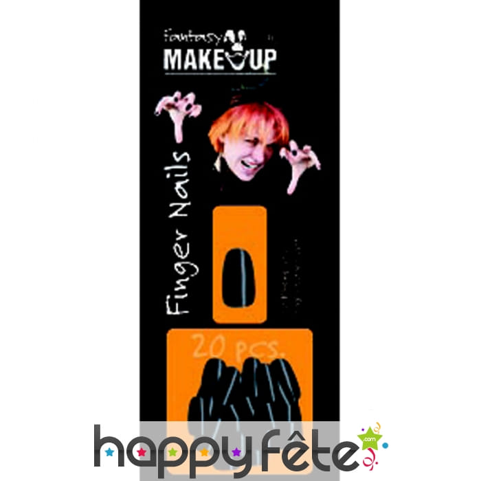 Faux ongles noirs avec adhésifs