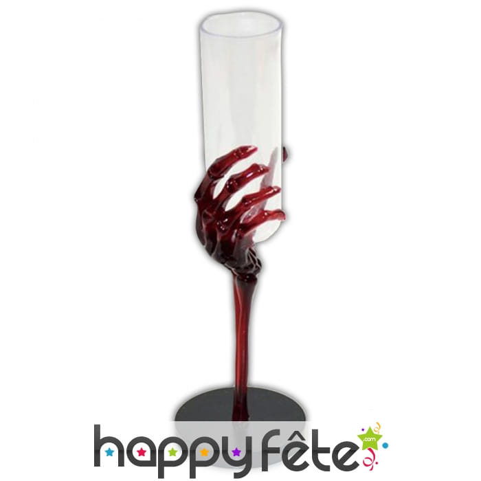 Flûte pied main squelette rouge