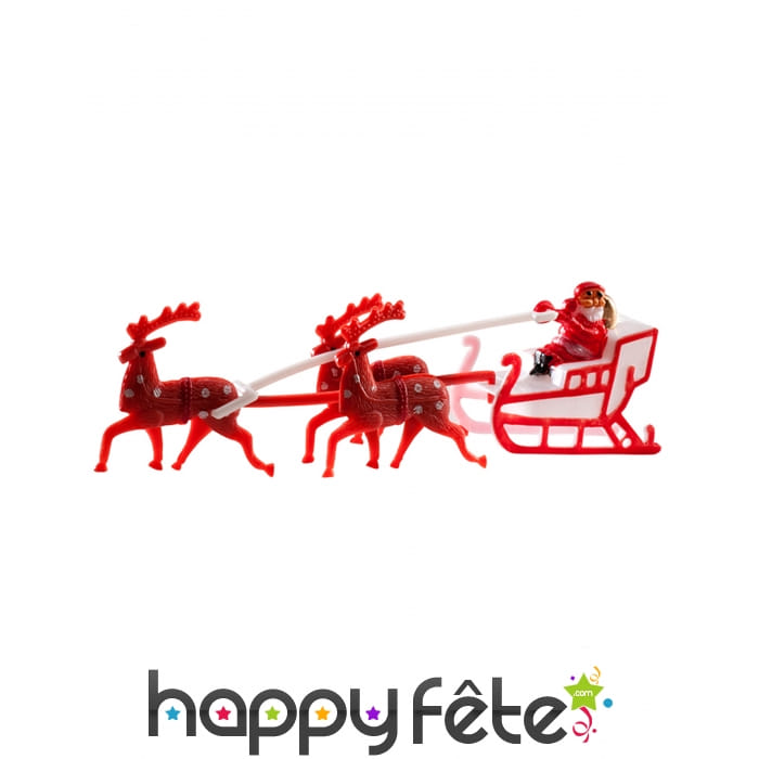 Figurine Père Noel et traîneau pour gateau, 14cm