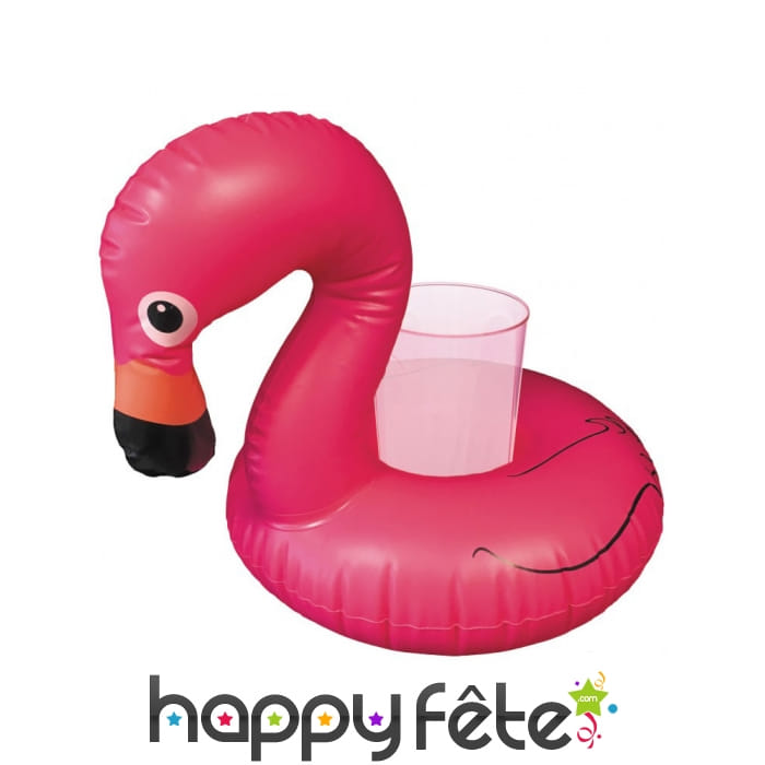 Flamant rose porte goblet gonflable