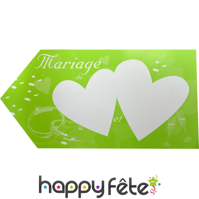 Fleche verte d'indication pour mariage