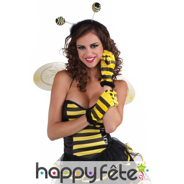 Gants abeille à rayures noires et jaunes
