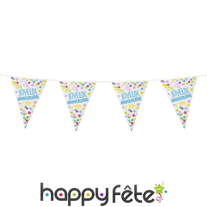 Guirlande à triangles joyeux anniversaire, 6 m