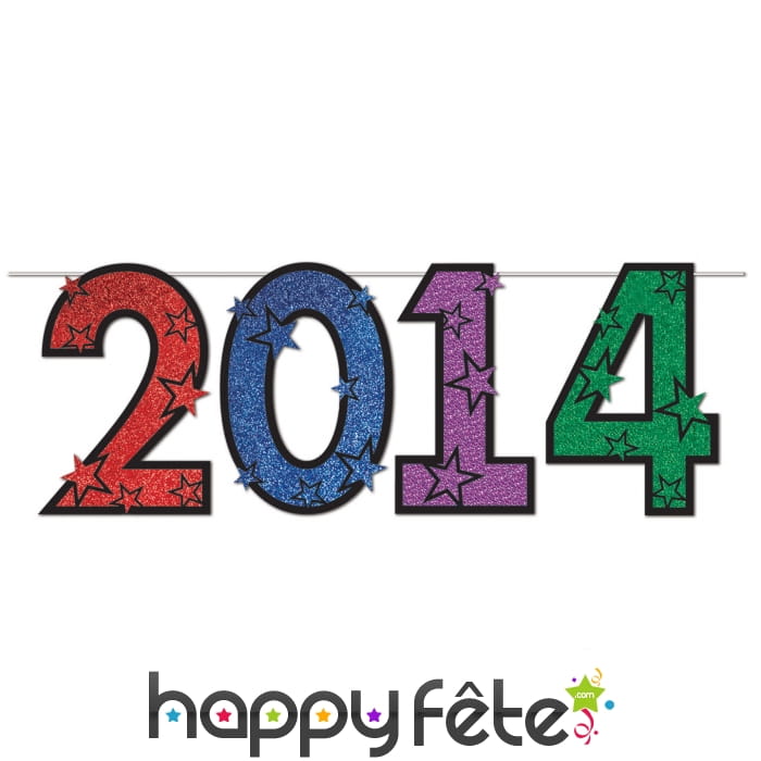 Guirlande bonne année 2014 paillettes 38 cm/1.8m