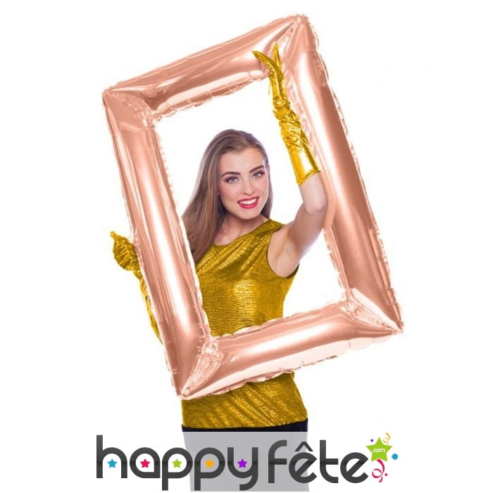 Grand ballon cadre rose doré de 85 x 60 cm