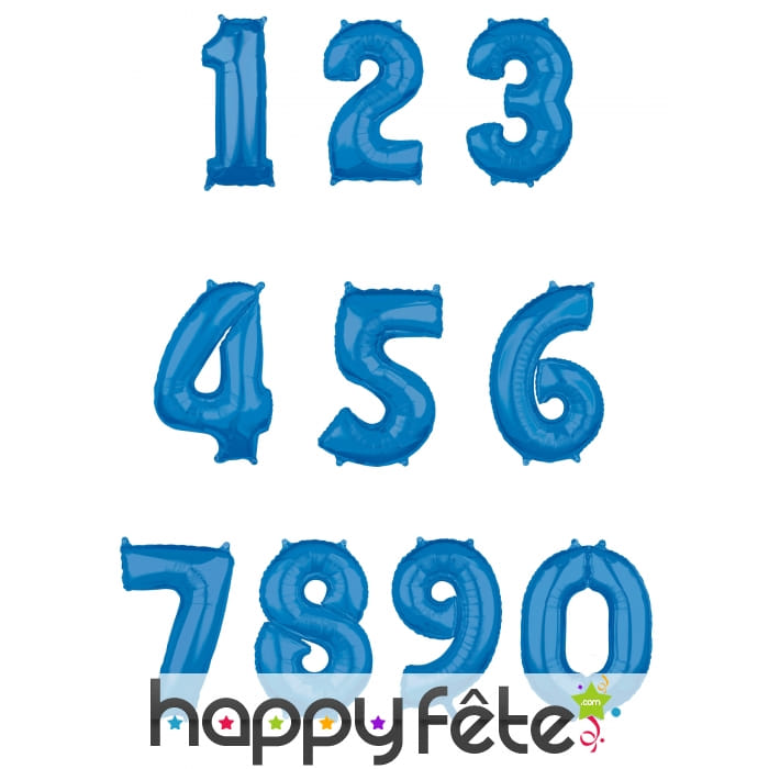 Grand ballon chiffre bleu, 43 x 66 cm