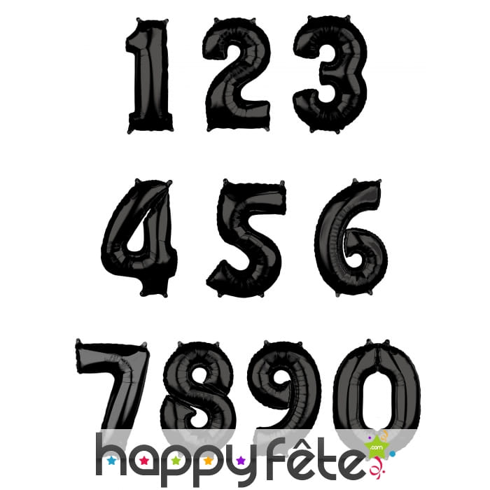Grand ballon chiffre noir, 43 x 66 cm
