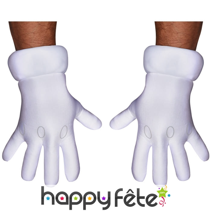 Gants blancs de Mario pour adulte