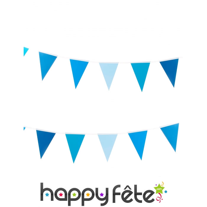 Guirlande bleue de petits fanions, 2m