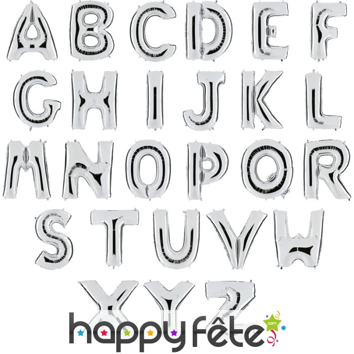 Grand ballon en forme de lettre argentée