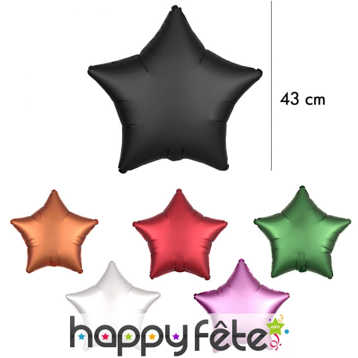 Grand ballon étoile en alu couleur unie de 43 cm