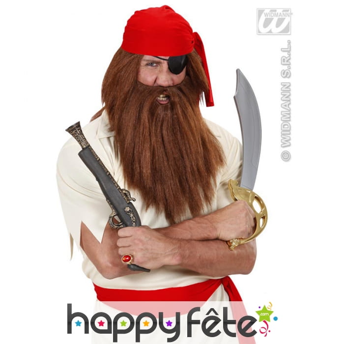 Grosses barbe et perruque chatain de pirate