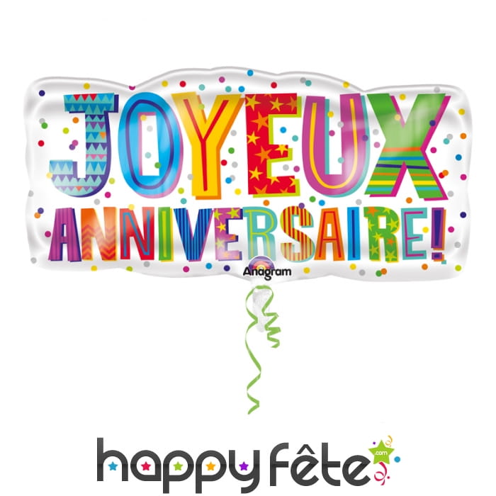 Grand ballon Joyeux Anniversaire rectangulaire