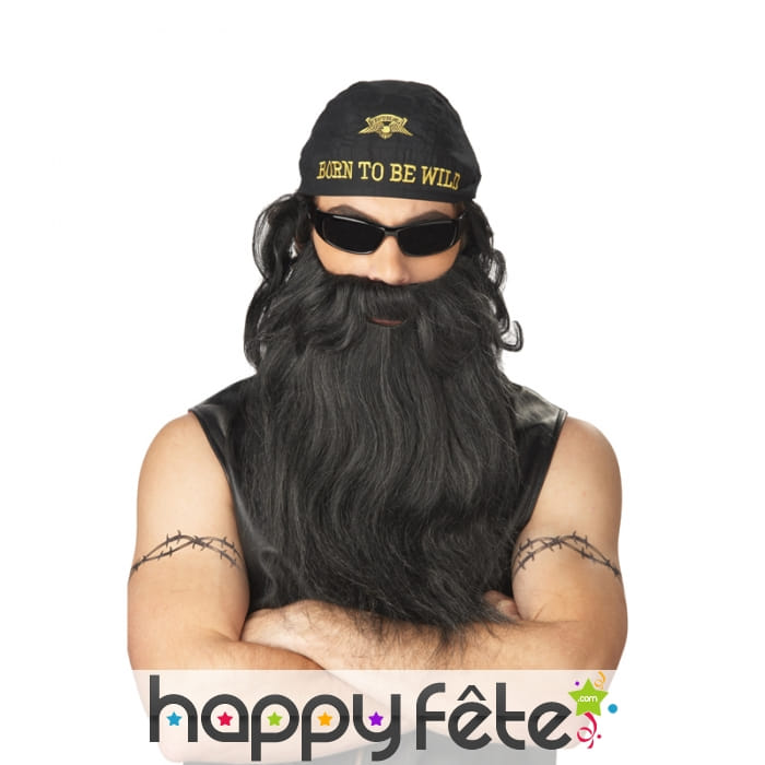 Grosse barbe moustache de motard