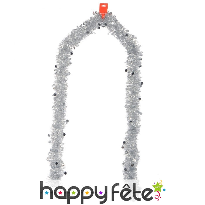 Guirlande chenille argentée de 9cm sur 2m