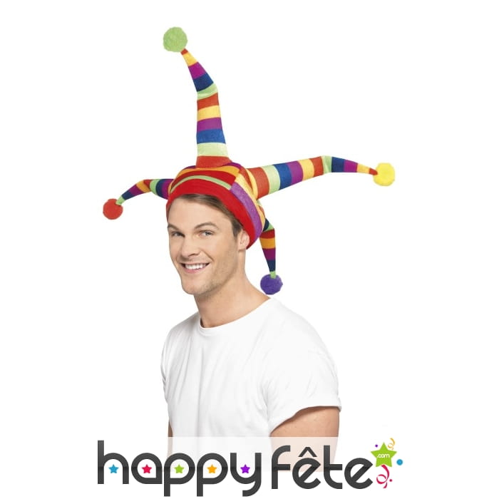 Grand chapeau de fou du roi multicolore