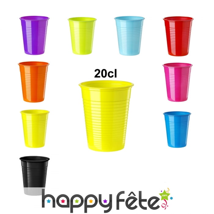 Gobelets colorés en plastique de 20cl