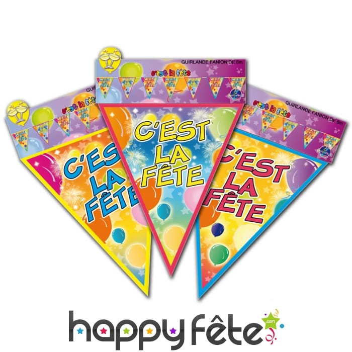 Guirlande c'est la fête, fanions triangulaires