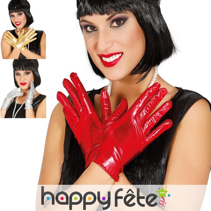 Gants courts glamour couleurs m&eacute;tallis&eacute;es femme