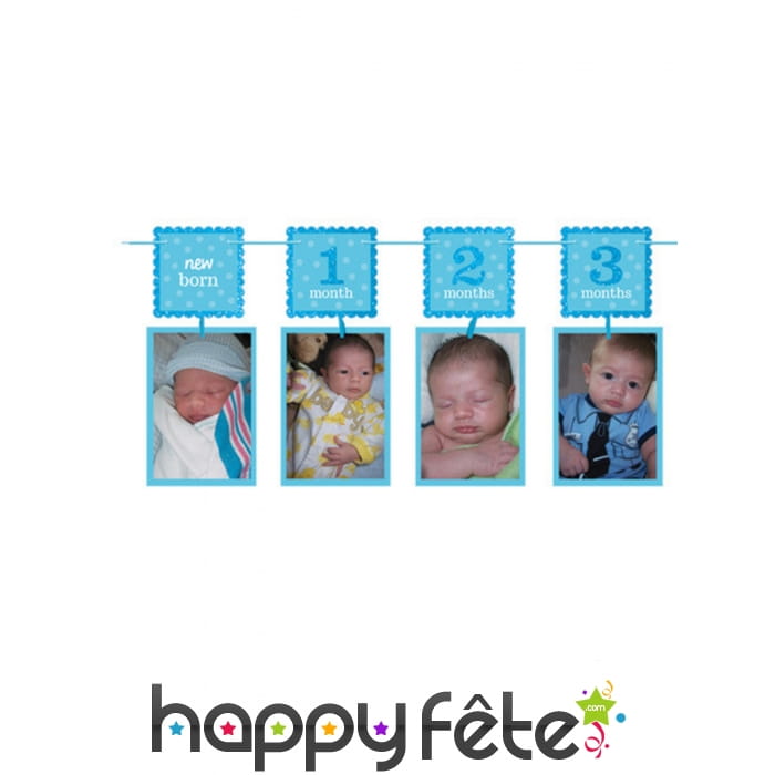 Guirlande cadre photo bleu, 1er anniversaire