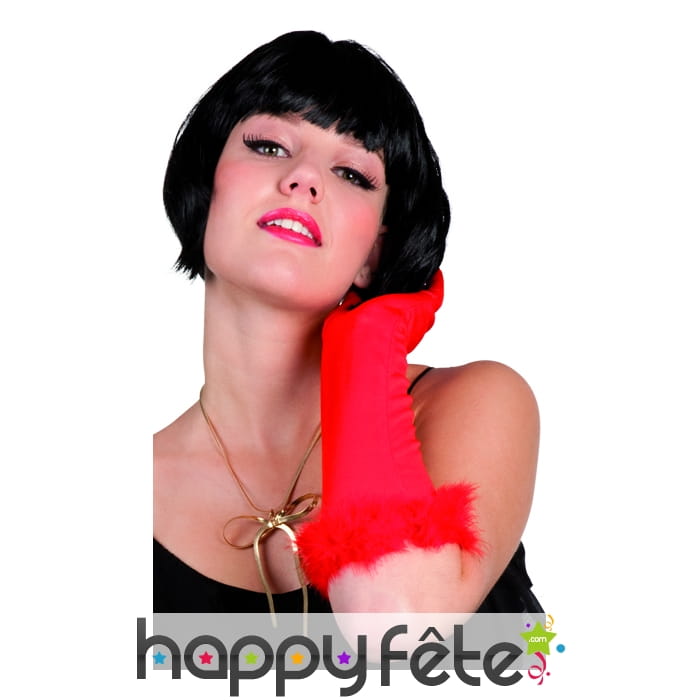 Gants cannes rouges avec plumes
