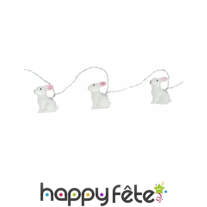 Guirlande de 10 lapins blancs lumineux de 160cm