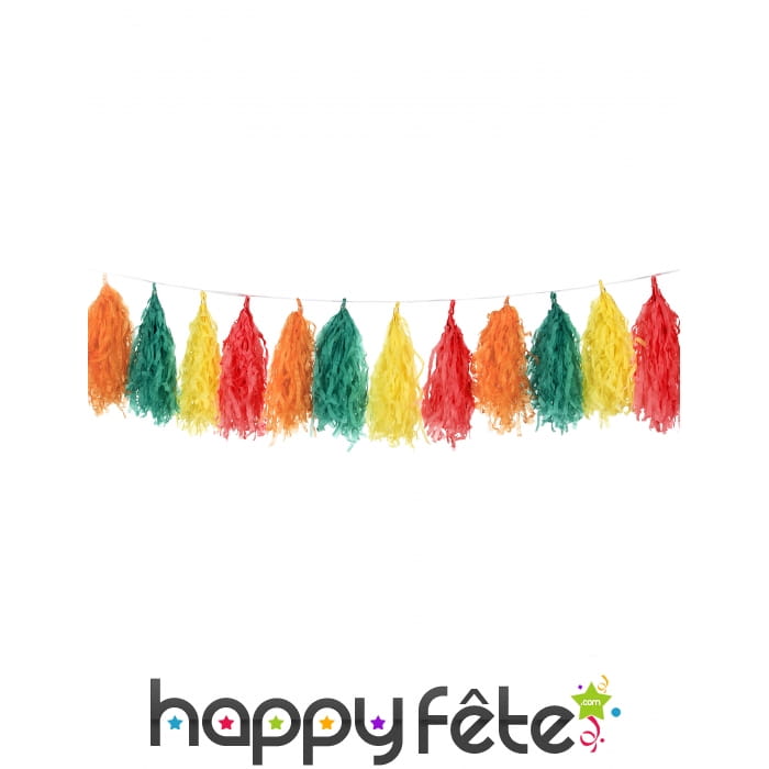 Guirlande de 16 pompons colorés, 180cm